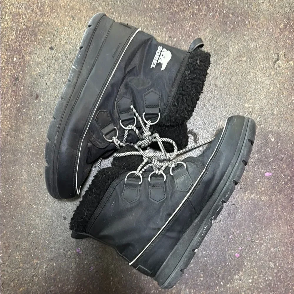 Sorel Black Winter & Rain Boots with Plush Lining and Sturdy Sole